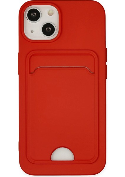 Apple iPhone 14 Plus Uyumlu Kartlıklı Kelvin Kapak Kırmızı