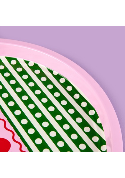 Cherry Desenli Yuvarlak Tepsi - Renkli - 35X35 cm fırsatları