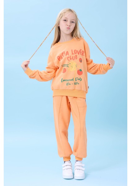 Kız Çocuk Pasta Baskılı Mevsimlik Alt Üst Takım Kavuniçi