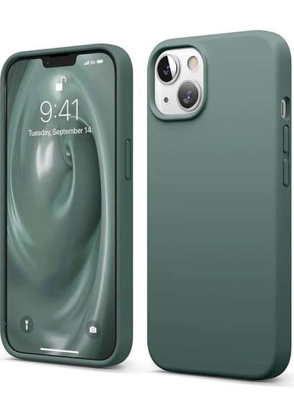 Apple iPhone 14 Uyumlu Silikon First Kapak Koyu Yeşil