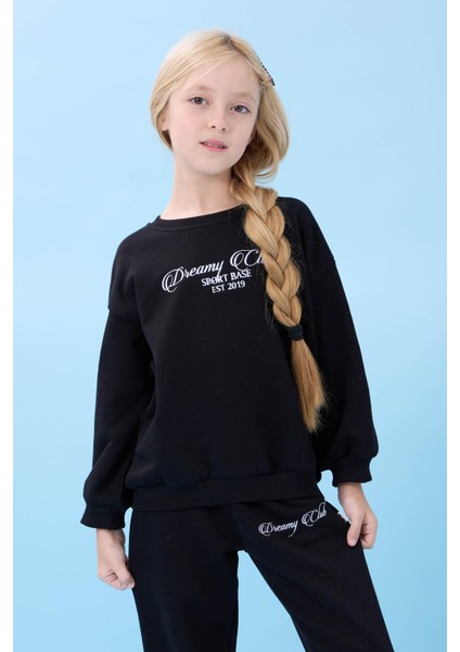 Kız Çocuk Dreamy Nakışlı Bisiklet Yaka Mevsimlik Alt Üst Takım Siyah fiyatları
