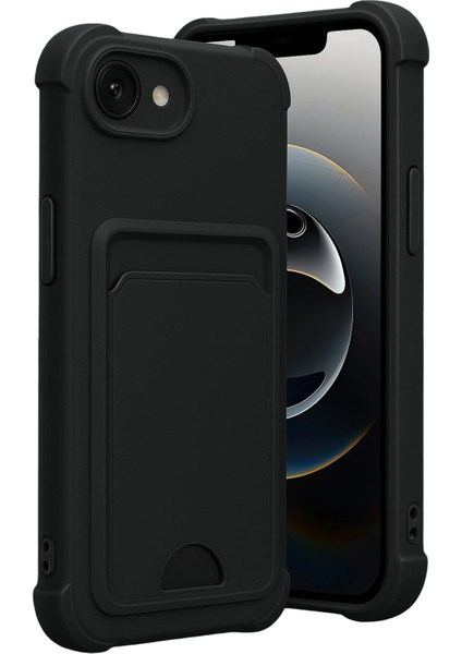 Apple iPhone 16E Uyumlu Kartlıklı Kelvin Kapak Siyah