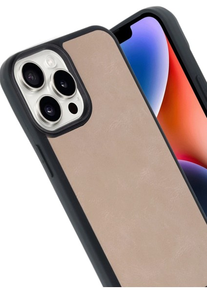Apple iPhone 14 Pro Max Uyumlu Premium Suni Deri Aras Kapak Pudra