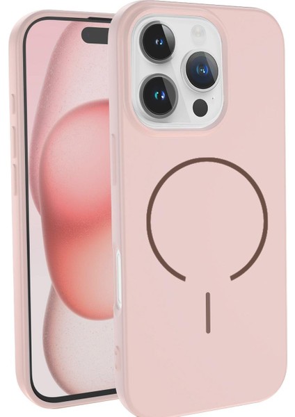 Apple iPhone 14 Pro Max Uyumlu Magsafe Özellikli Içi Kadife Silikon Aqua Kapak Açık Pembe fiyatları