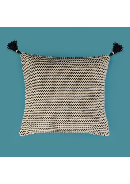 Soft Shiny Kırlent - Bej / Siyah - 45X45 cm