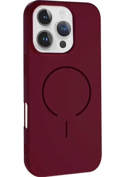 Apple iPhone 16 Uyumlu Magsafe Özellikli Içi Kadife Silikon Aqua Kapak Koyu Mor