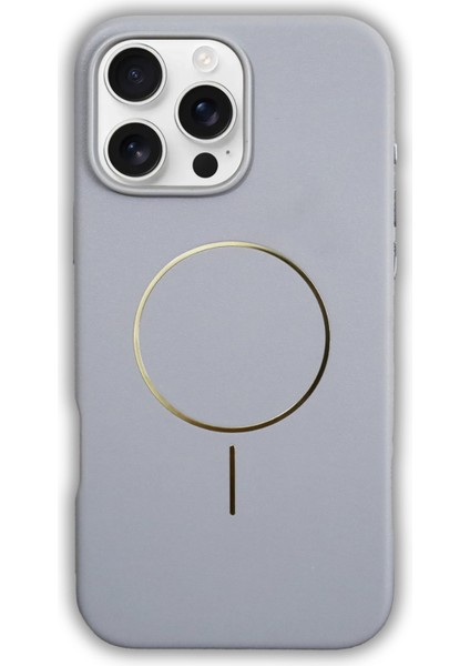 Apple iPhone 16 Pro Max Uyumlu Magsafe Özellikli Premium Deri Görünümlü Tax Kapak Gri