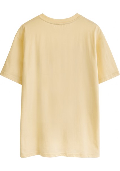 Bej Bisiklet Yaka Kısa Kollu Oversiize T-Shirt fiyatları