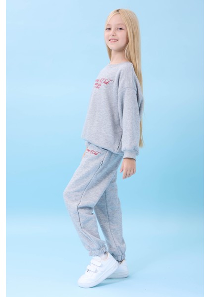 Kız Çocuk Dreamy Nakışlı Bisiklet Yaka Mevsimlik Alt Üst Takım Gri indirimleri