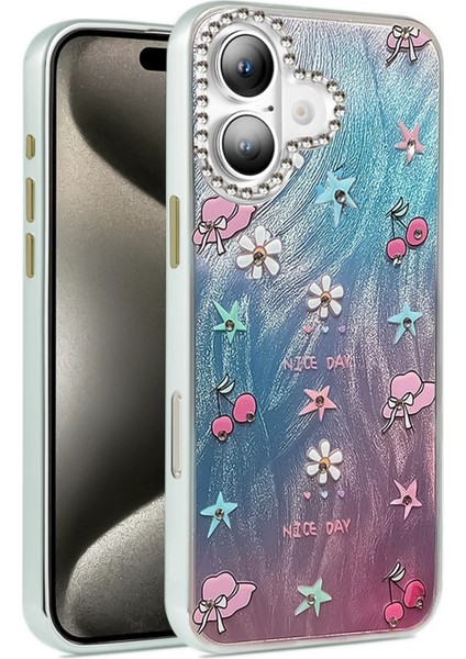 Apple iPhone 16 Uyumlu Aynalı Desenli Blade Kapak No:4