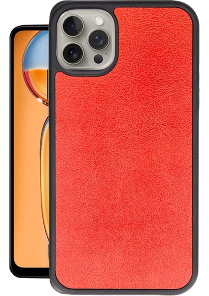 Apple iPhone 15 Pro Max Uyumlu Premium Suni Deri Aras Kapak Kırmızı