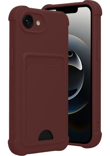 Apple iPhone 16E Uyumlu Kartlıklı Kelvin Kapak Bordo