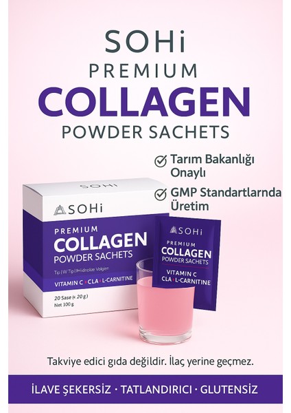 Premium Collagen | Tip 1&3 Hidrolize Kolajen + C Vitamini & L-Carnitine | 20 Saşe