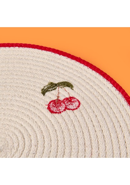 Soft Kiraz Nakışlı Supla - Ekru - 33X33 cm modelleri