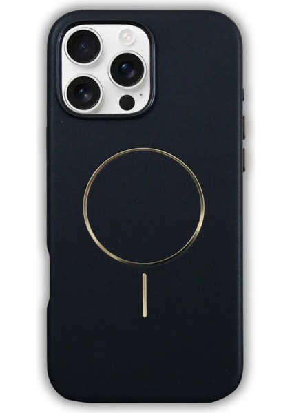 Apple iPhone 13 Uyumlu Magsafe Özellikli Premium Deri Görünümlü Tax Kapak Siyah