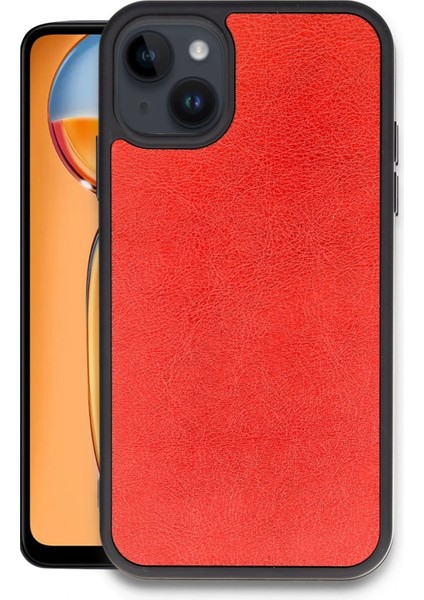 Apple iPhone 14 Uyumlu Premium Suni Deri Aras Kapak Kırmızı