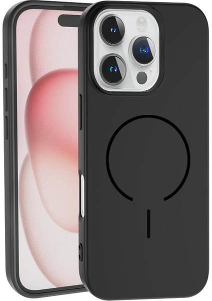 Apple iPhone 16 Plus Uyumlu Magsafe Özellikli Içi Kadife Silikon Aqua Kapak Siyah