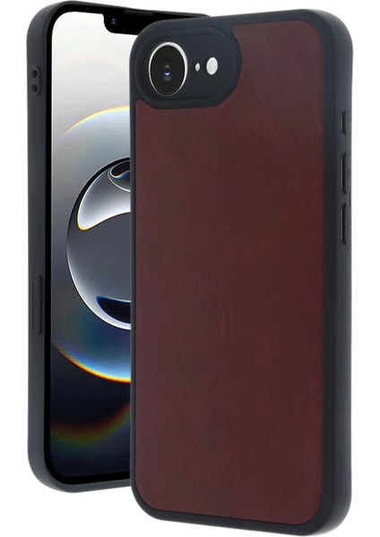 Apple iPhone 16E Uyumlu Premium Suni Deri Aras Kapak Bordo