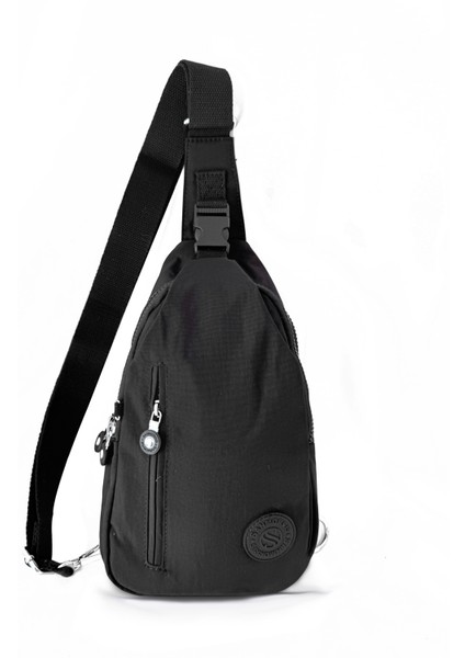 Kadın Suya Dayanıklı Krinkıl Kumaş Çapraz Askılı Günlük Çanta Siyah