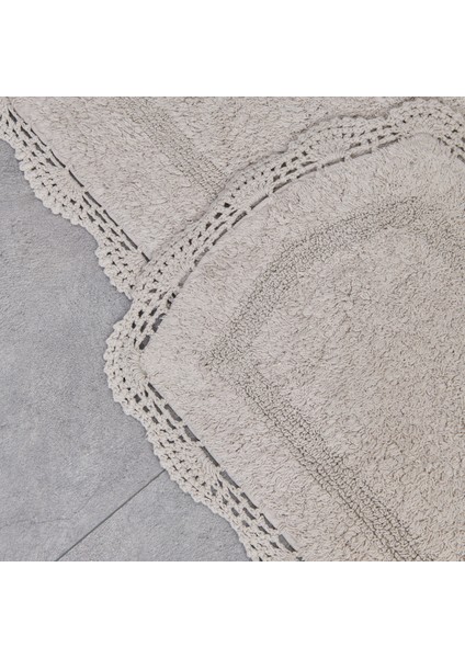 Soft Lace 2'li Banyo Paspası - Gri - 40X60 cm + 60X90 cm fiyatları