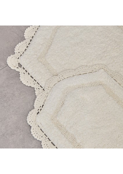 Soft Lace 2'li Banyo Paspası - Ekru - 40X60 cm + 60X90 cm modelleri
