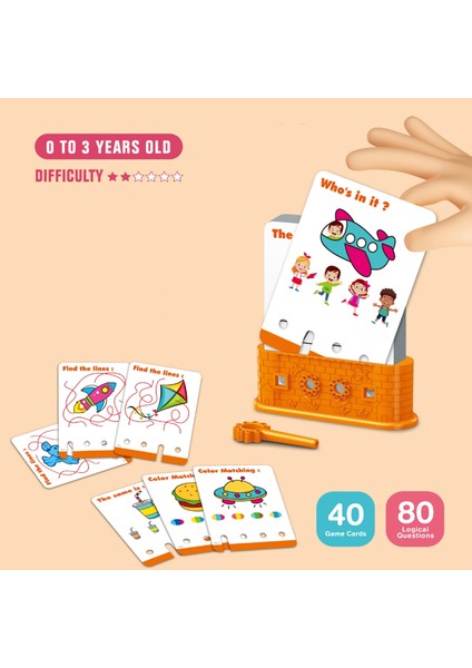 Logic Key 0-3 Yaş Mantık Oyunu Okul Öncesi Eğitici Quiz Game Ingilizce 40 Kart 80 Soru