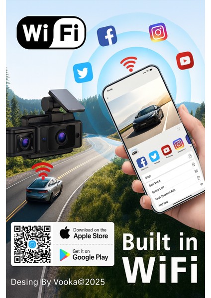 Araç Içi Wifi Dvr Kamera | Full Hd 1080P Dashcam |gece Görüşlü|g-Sensörlü|park Modu|mobil fırsatları