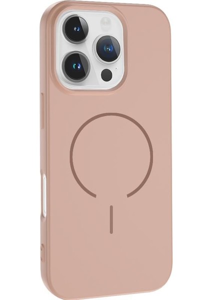 Apple iPhone 14 Pro Max Uyumlu Magsafe Özellikli Içi Kadife Silikon Aqua Kapak Pembe