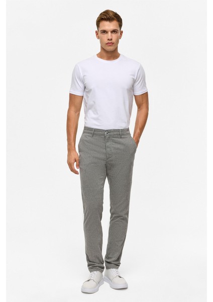 Siyah Slim Armürlü Kanvas Pantolon