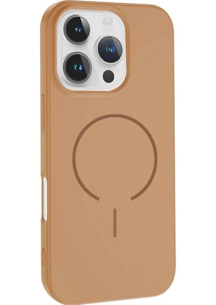 Apple iPhone 16E Uyumlu Magsafe Özellikli Içi Kadife Silikon Aqua Kapak Desert