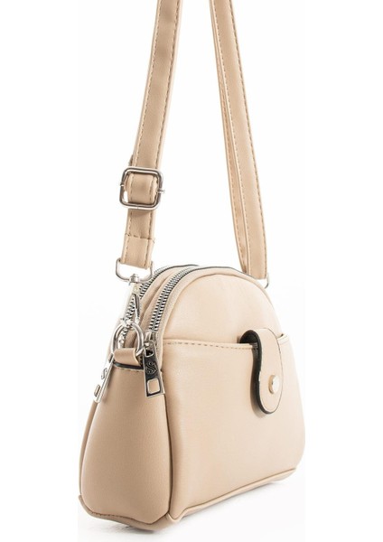 3 Bölmeli Çapraz Kullanıma Uygun Kadın Omuz Çantası Krem fiyatları