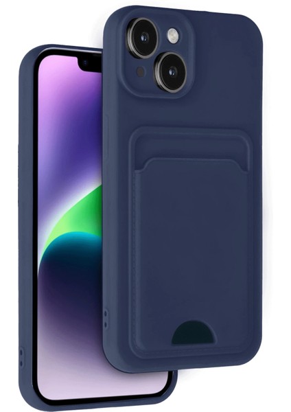 Apple iPhone 14 Uyumlu Kartlıklı Kelvin Kapak Lacivert
