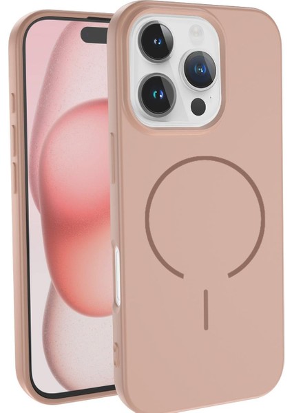 Apple iPhone 16 Pro Max Uyumlu Magsafe Özellikli Içi Kadife Silikon Aqua Kapak Pembe fiyatları