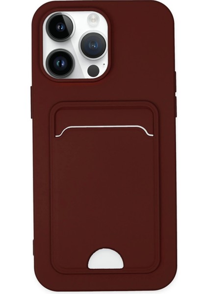 Apple iPhone 14 Pro Uyumlu Kartlıklı Kelvin Kapak Bordo