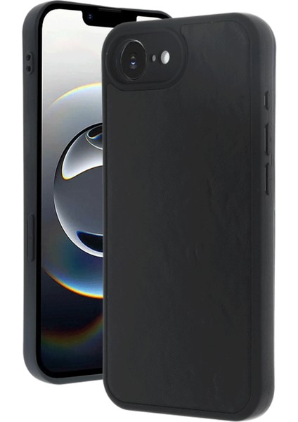 Apple iPhone 16E Uyumlu Premium Suni Deri Aras Kapak Siyah