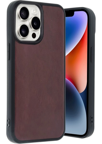 Apple iPhone 14 Pro Max Uyumlu Premium Suni Deri Aras Kapak Bordo