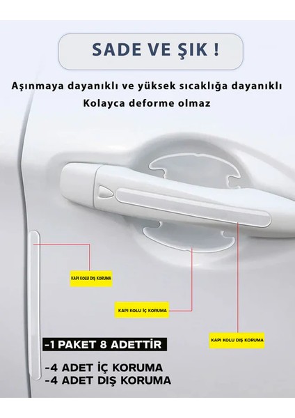 Volswagen Kapı Kolu Çizik Önleyici 8'li Set