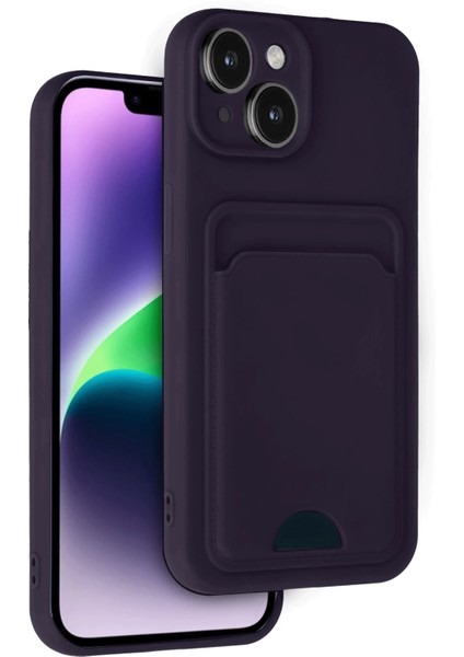 Apple iPhone 14 Uyumlu Kartlıklı Kelvin Kapak Derin Mor