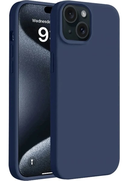 Apple iPhone 15 Plus Uyumlu Silikon First Kapak Lacivert
