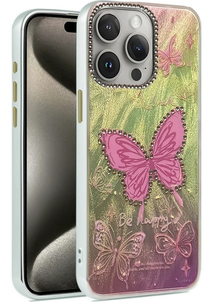 Apple iPhone 15 Pro Uyumlu Aynalı Desenli Blade Kapak No:5