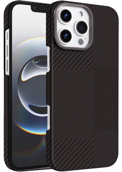 Apple iPhone 16 Uyumlu Magsafe Özellikli Karbon Görünümlü Flix Kapak Siyah
