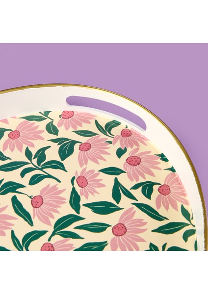 Evide Kitchen Pink Flower Oval Tepsi - Renkli - 39 cm fırsatları