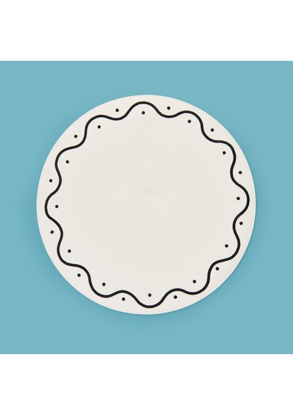 Kitchen Yuvarlak Deri Supla - Beyaz / Siyah - 38 cm