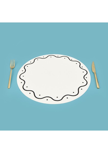 Kitchen Yuvarlak Deri Supla - Beyaz / Siyah - 38 cm fiyatları