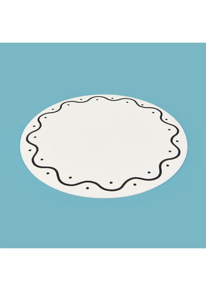 Kitchen Yuvarlak Deri Supla - Beyaz / Siyah - 38 cm fırsatları