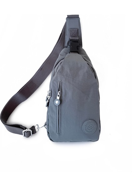 Kadın Suya Dayanıklı Krinkıl Kumaş Çapraz Askılı Günlük Çanta Füme