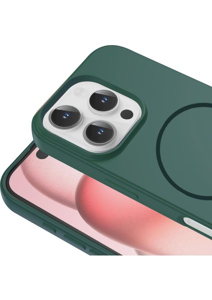 Apple iPhone 13 Pro Max Uyumlu Magsafe Özellikli Içi Kadife Silikon Aqua Kapak Koyu Yeşil modelleri