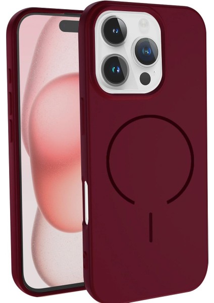 Apple iPhone 16 Pro Uyumlu Magsafe Özellikli Içi Kadife Silikon Aqua Kapak Koyu Mor fiyatları