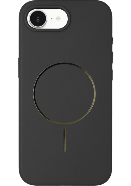 Apple iPhone 16E Uyumlu Magsafe Özellikli Premium Deri Görünümlü Tax Kapak Siyah