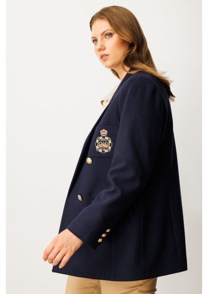 Cebi Armalı Büyük Beden Ceket Lacivert 05571